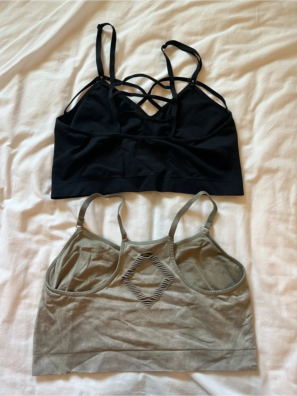 Women's Plus Size Wireless, Tagless Bralettes - Black and Acid Wash - 14/16